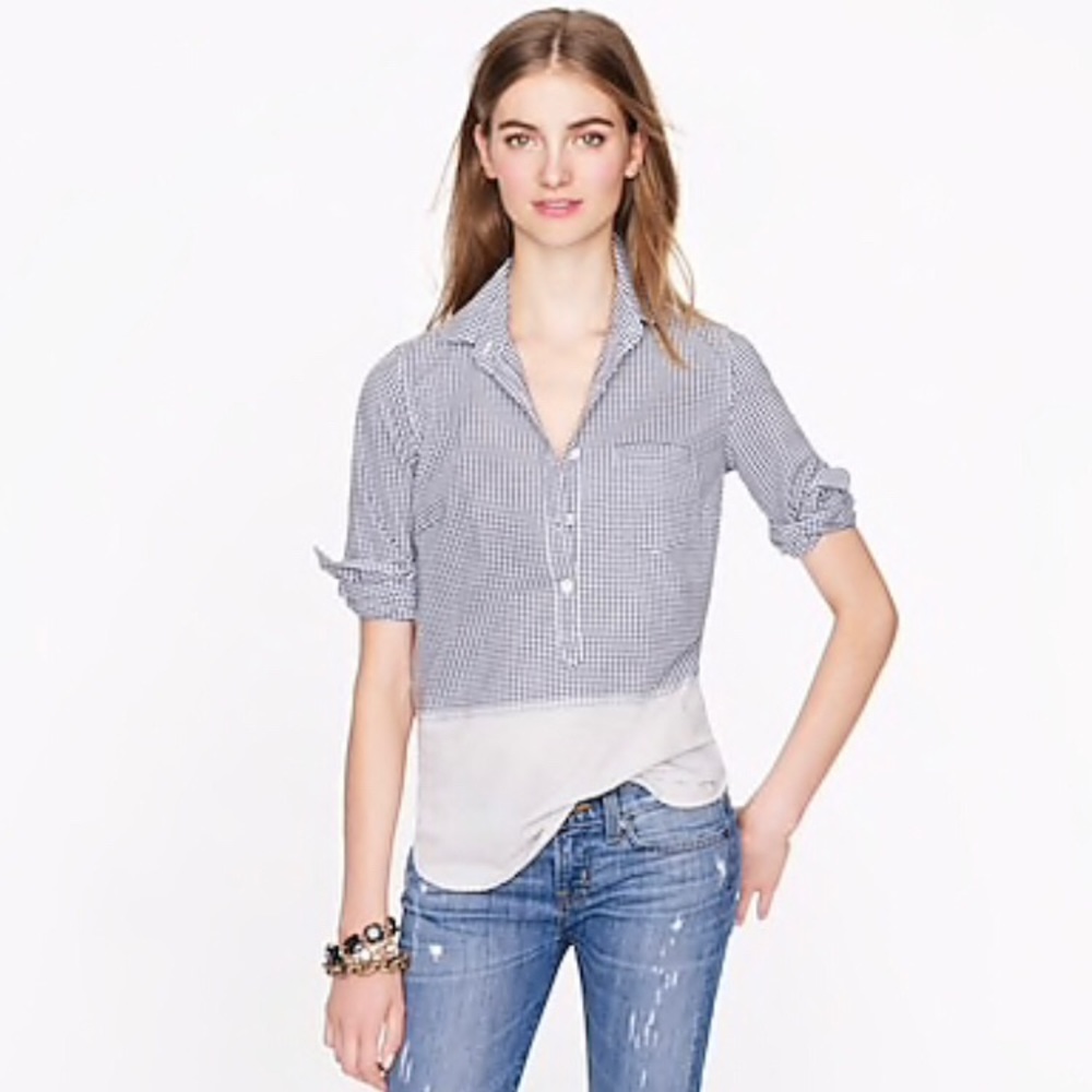 J. Crew GINGHAM STRIPE POPOVER